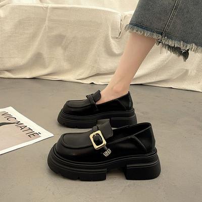 Женские туфли-лодочки черные на среднем каблуке с круглым носком лоферы обувь для женщин платформа новейшая быстрая доставка обувь по акции обувь Y2k