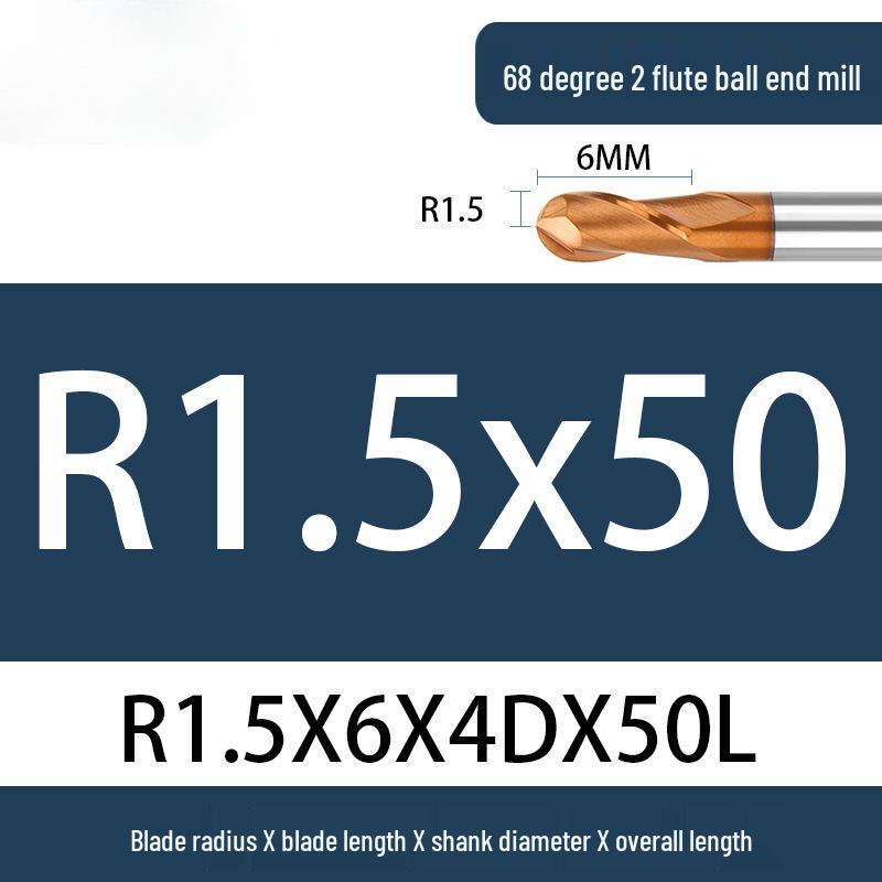 Tungsten Steel Ball Nose End Mill, 68° & 65° CNC Alloy, Extended Reach Cutter