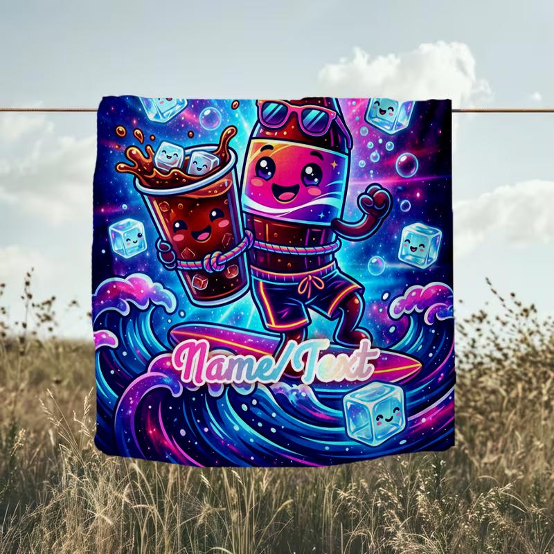 1PC Custom Name Cosmic Soda Adventure outdooor Flannel blankets Throw Blanket All-Season Throw Gift Bedspread for Couch, Bed, Camping Holiday Birthda
