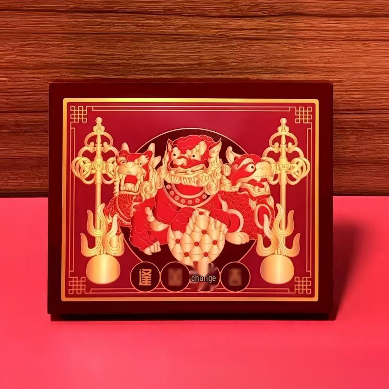 Год Лошади 2026 Деревянная табличка Вэнь Чжэ Тай Суй с украшениями в виде носорога и слона