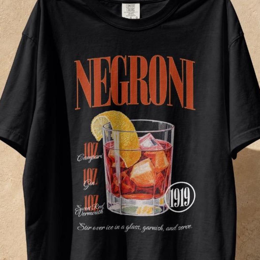 Negroni Cocktail Shirt and kids tshirt | Retro Graphic Tee, Oversized Bartender Apparel