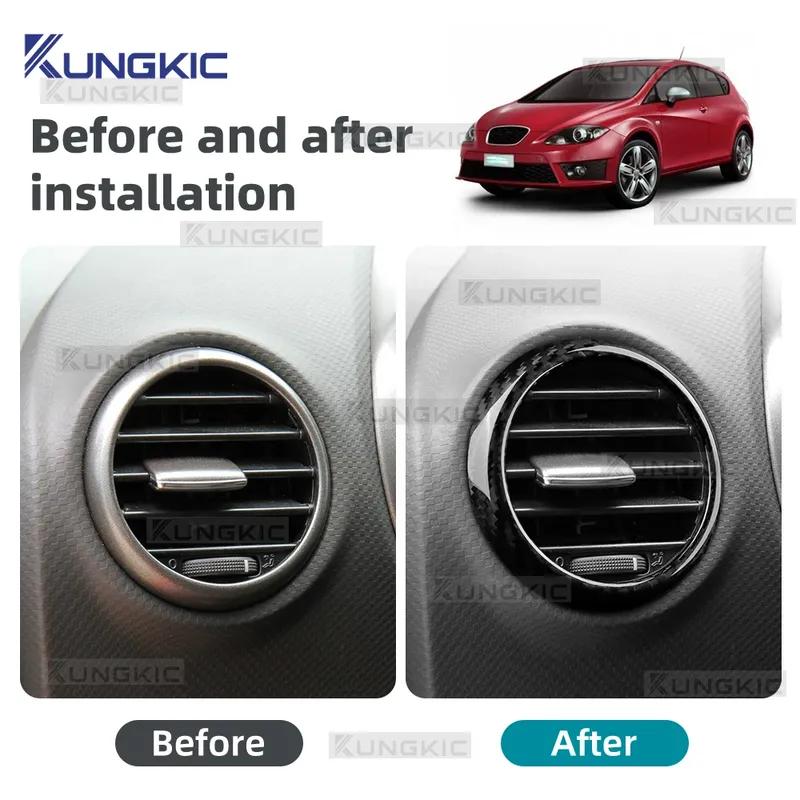 Real Soft Carbon Fiber Both Side of Air Outlet For Seat Leon 2005 2006 2007 2008 2009 2010 2011 2012 Car Sticker Accessories