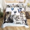 Комплекты постельного белья с пододеяльником 'Кошка и бабочка', легкие чехлы на одеяло с 2 наволочками, разноцветные бабочки, животные, питомцы, тематические комплекты