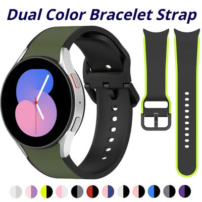 Мягкий силиконовый ремешок без зазоров для Samsung Galaxy Watch 7/6/5/4 40 мм 44 мм 5 Pro 45 мм, двухцветный браслет для часов 6/4 Classic 42 мм 46 мм 47 мм.