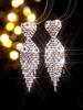 Luxurious Valentine's Shiny Diamond Heart Tassel Earrings for Women - Fashion Peach Heart Studs.