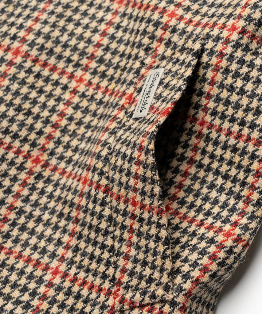 Edinburgh Club Harris Tweed Houndstooth Balmacaan Coat (Beige)