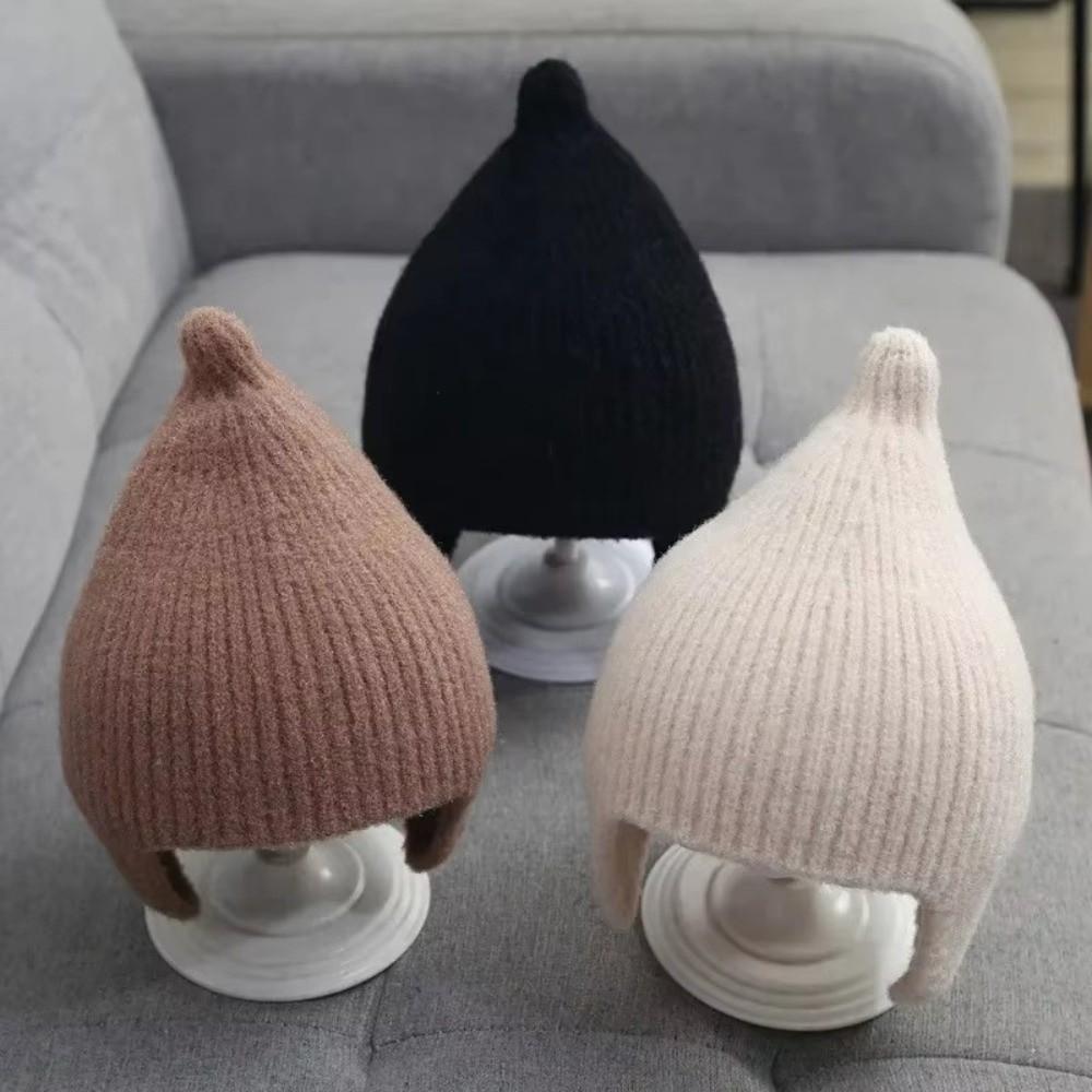 Knitted Kids Beanie Hat Solid Color Toddler Pullover Hat Casual Ear Protection Hat Daily Wear