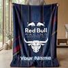 Red Bull Racing Custom Flannel Throw Blanket Print Your Name Text Soft Warm Blanket Holiday Present