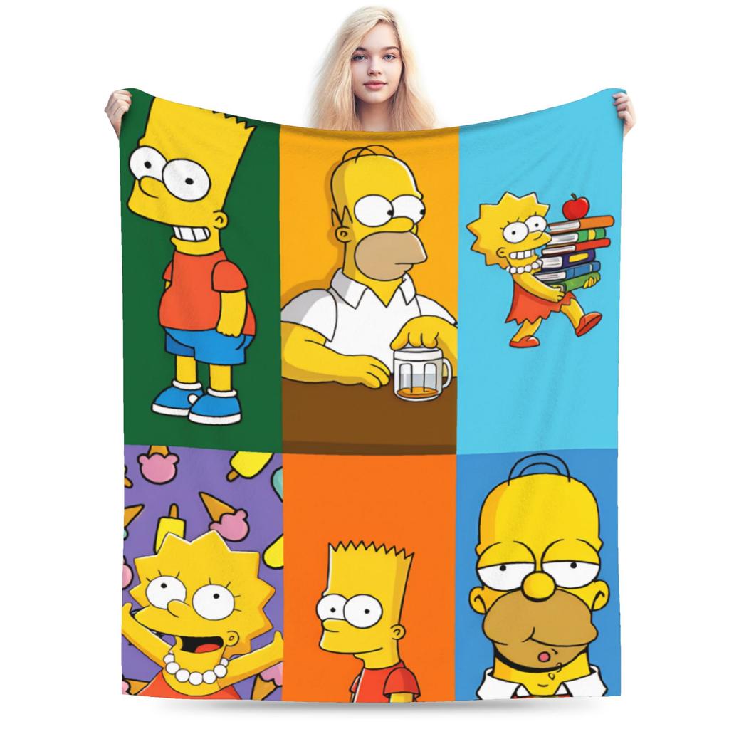 Bart S-Simpsons Bedding Throws Soft Cozy Funny Blanket For Living Room Picnic Flannel Bedspread Bed Cover