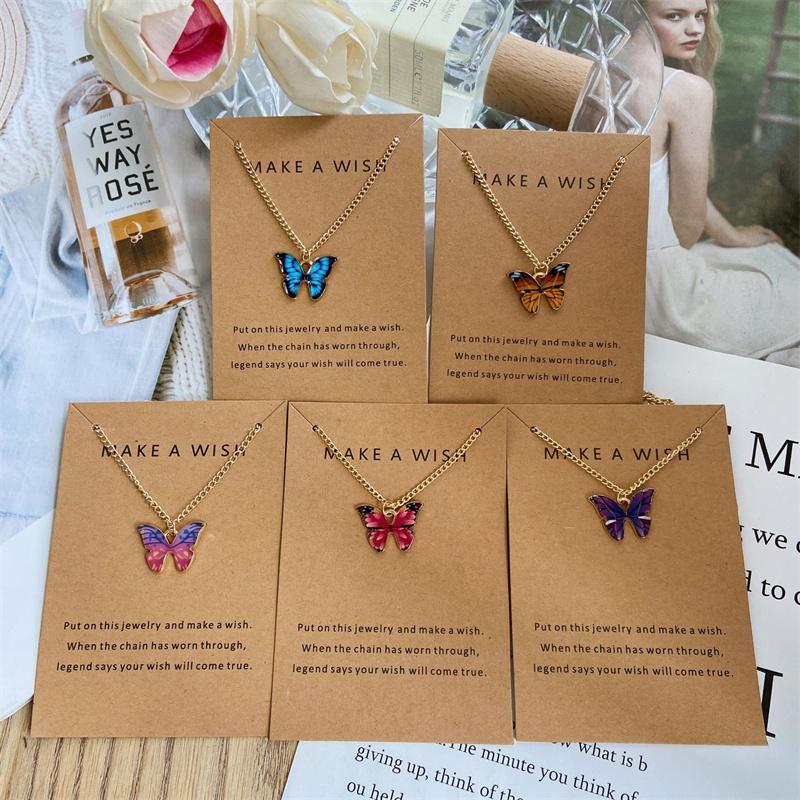 Bohemian Alloy Butterfly Pendant Necklace Pendant Set Collarbone Chain Necklace Card Set