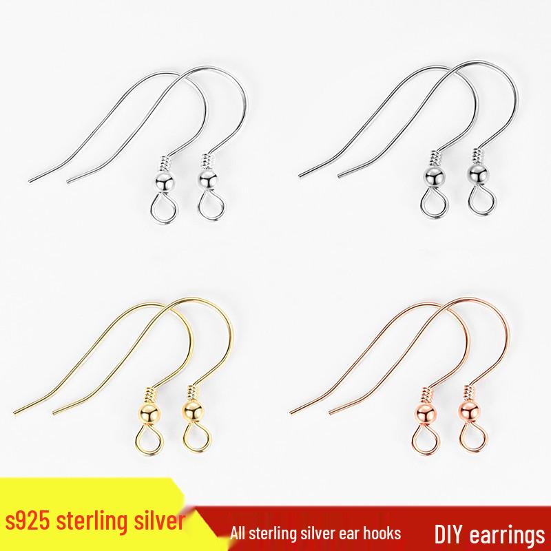 Gold-Plated S925 Sterling Silver U-Shaped Earrings with Bead Ear Hooks