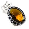 Natural Honey Topaz Gemstone Handmade 925 Sterling Silver Pendant 2.09" k7S52