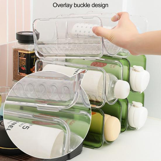 Drink Organizer Free-Standing Kitchen Supply Plastic Countertop Freezer Bottle Storage Rack Transparent Space-saving Regular Fit