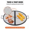 X-Marks Fire Pit Grill Grate, Foldable Round Cooking Grate, Heavy Duty Steel Campfire BBQ Grill Grid with Handle and Support X Wire, Portable Camping