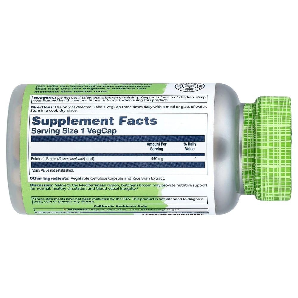 Solaray True Herbs Gotu Kola 440mg Vegetarian Capsules, 100 Count