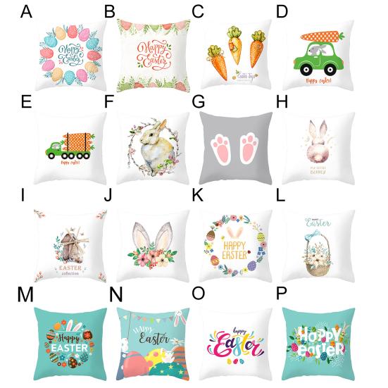 Наволочка с кроликами, разноцветные яйца, морковь, украшение для дома, полиэстер, кожа персика, пасхальная вечеринка, наволочка для дома