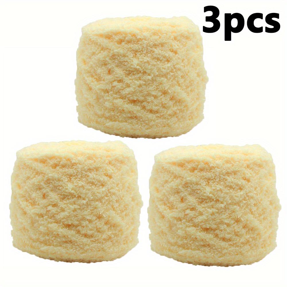 3 шт. мягкая полиэстеровая пряжа из синели, 100% чистая, толстая, удобная для вязания крючком и спицами своими руками, идеально подходит для шарфов, свитеров, одеял, светло-фиолетового/желтого/розового цвета