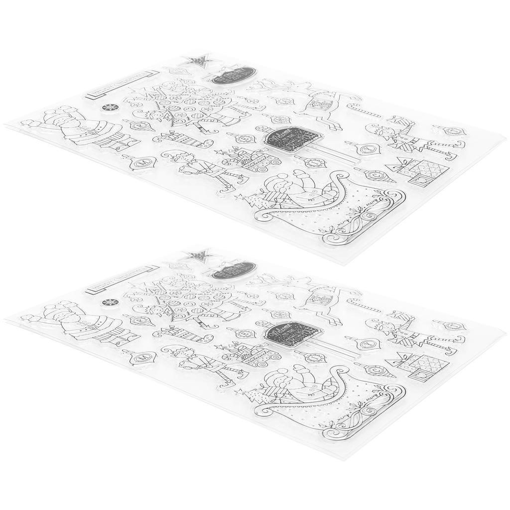 2 комплекта рождественских силиконовых прозрачных штампов для фотоальбомов открыток украшения ручной работы