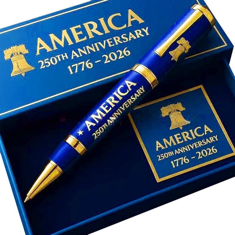 Metal Gel Pen Honoring Americans 250th Anniversary Comfortable Grip Pen for Office and Collection