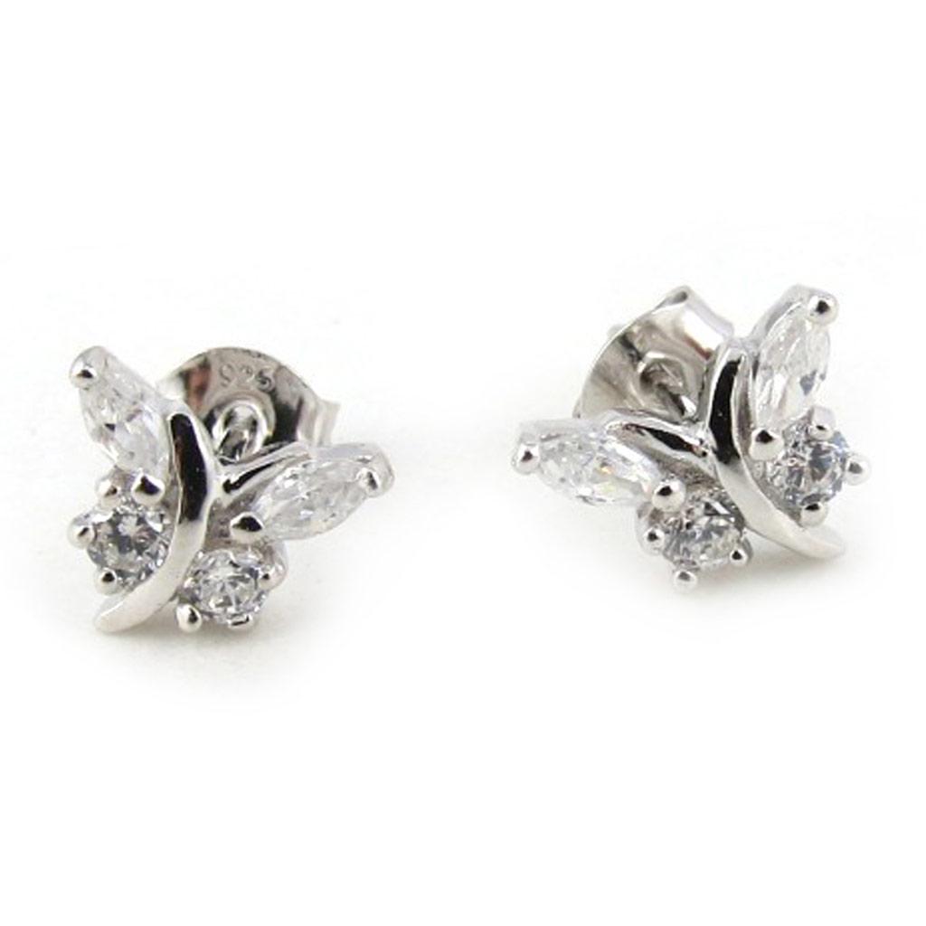 Les Trésors De Lily [N1237] - Белые серебряные серьги «Очаровательные бабочки»