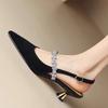 French Rhinestone Strap Bao Too Shallow Sandals Women's New Summer Pointed Toe Stiletto Stiletto High Heel Shoes
