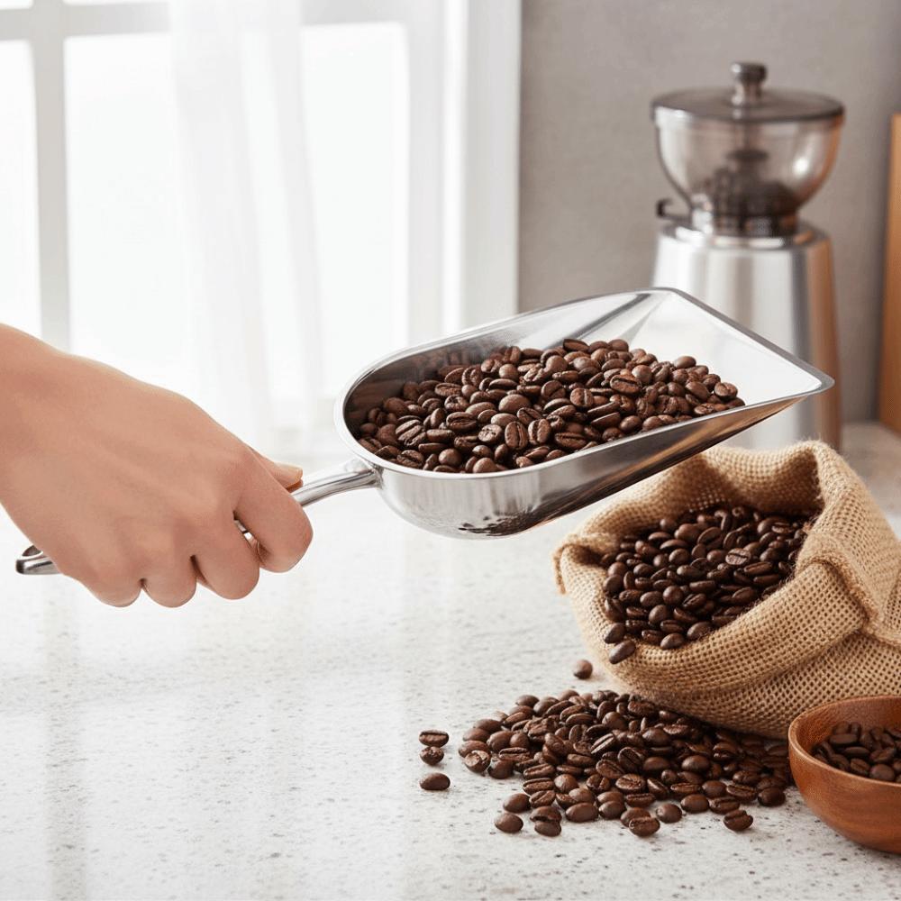 Large Capacity Flour Scoop Wide Opening Food Shovel Stainless Steel Ice Cube Shovel Popcorn