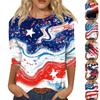 Women's Fashion Casual Round Neck 3/4 Sleeve Loose Printed T-Shirt Ladies Top