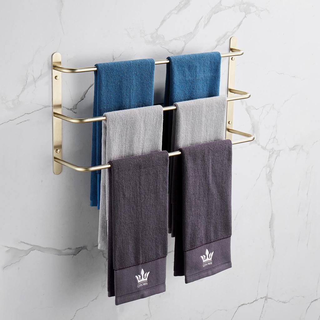 Три слоя в шахматном порядке, держатель для полотенец, вешалка для полотенец, набор аксессуаров для ванной комнаты, нержавеющая сталь 304, золотой цвет