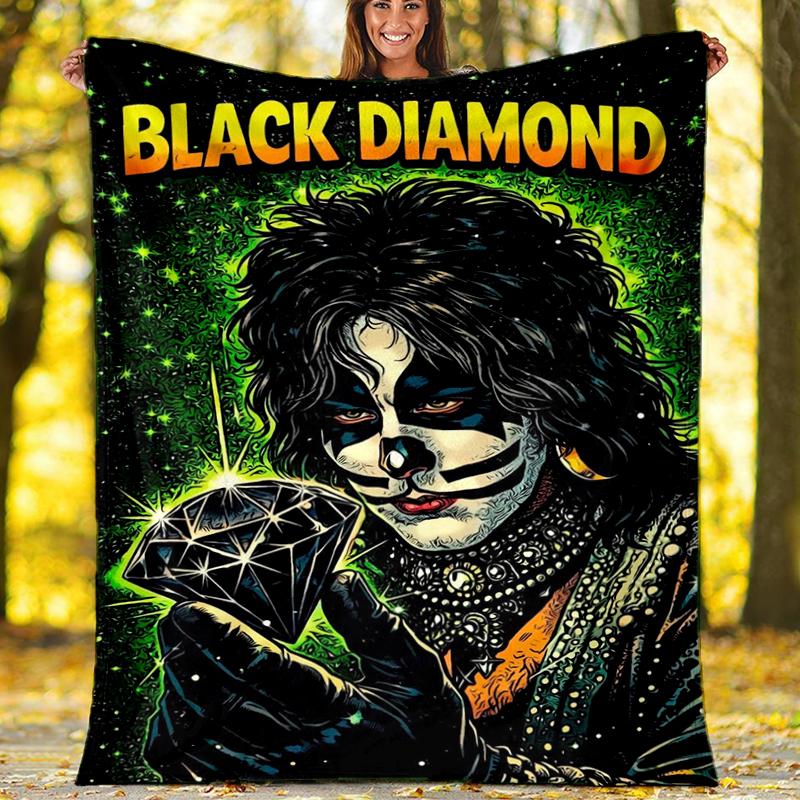 Black Diamond Print Flannel Blanket, Soft Warm Lightweight Throw Blanket for living Room,Sofa Bed Camping office