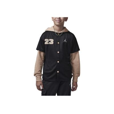 Jordan Jumpman Logo Letter And Number Fake Two Piece Hooded Jacket Kids Jackets Black HQ7130-010