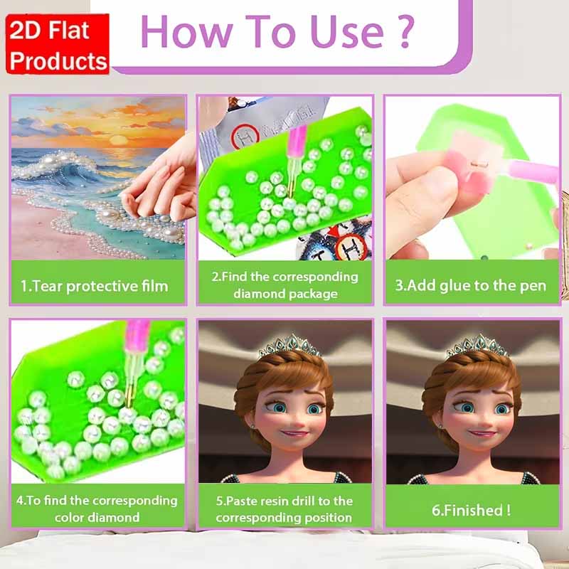 Disney Жемчужная живопись Холодное сердце 2 Анна Ручная работа DIY Жемчужные драгоценные камни Картины Поделки Специальная форма Домашняя настенная декорация