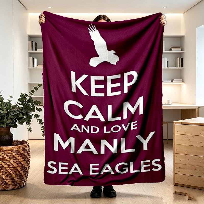 Manly Warringah Sea Eagles Print Blanket - Soft & Comfortable, for Bedroom, Travel, Sofa, Home Decoration - Birthday Christmas Gift for Friend