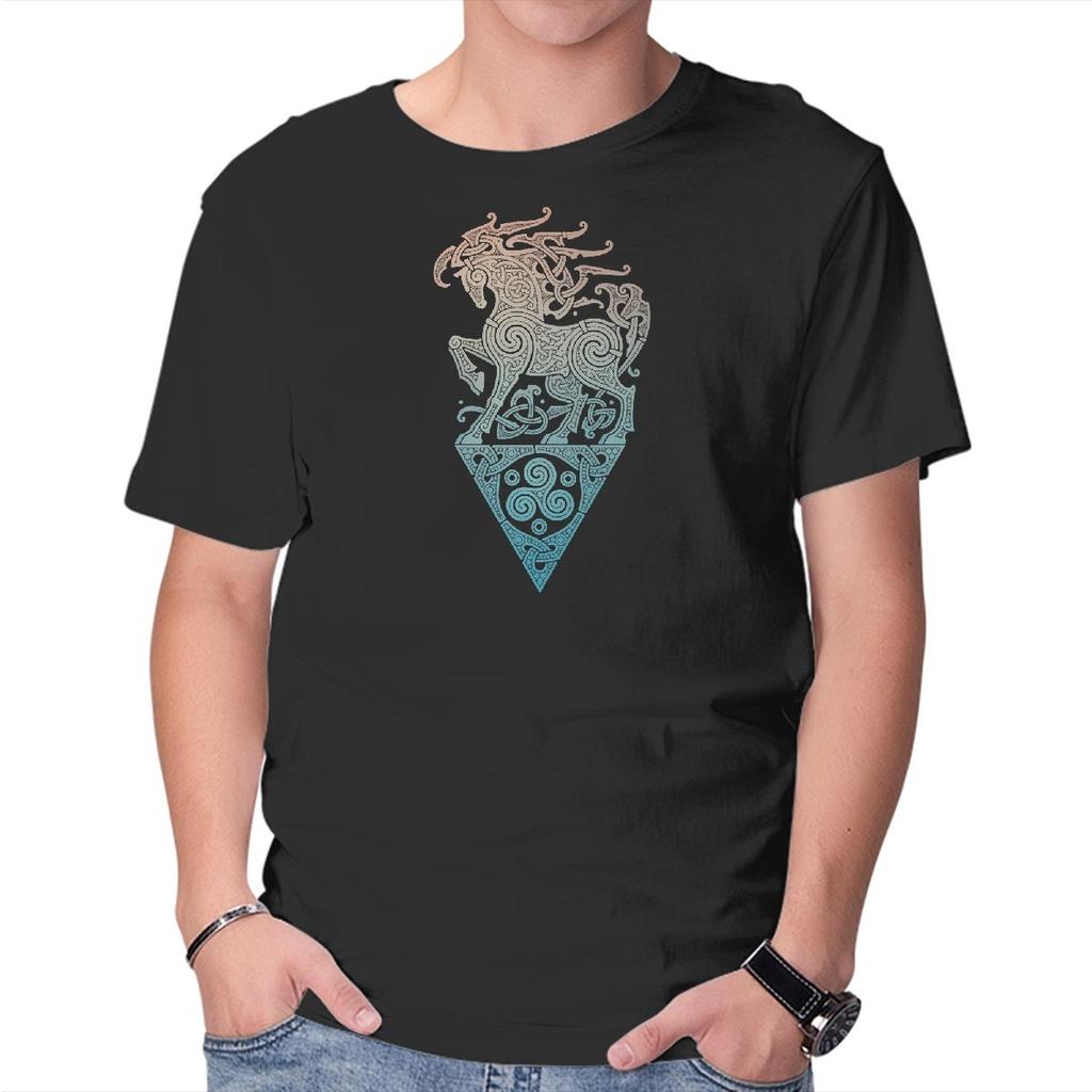 Unisex Crew Neck T-Shirt Odin's Steed Graphic Short Sleeve Casual Tee