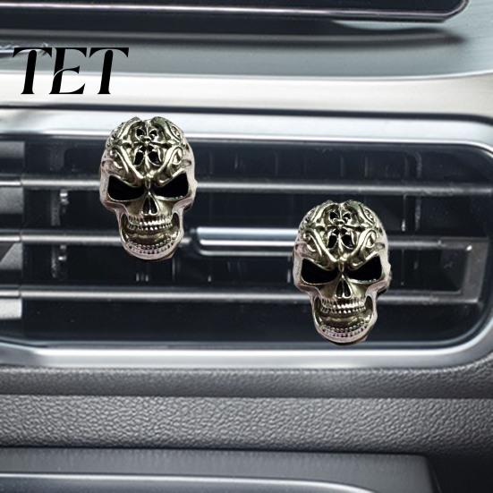 Gothic Car Decor for Women Skull Air Vent Clip, Retro Alloy Dashboard Accessories Halloween Trim Funny Head Auto Interior Decoration