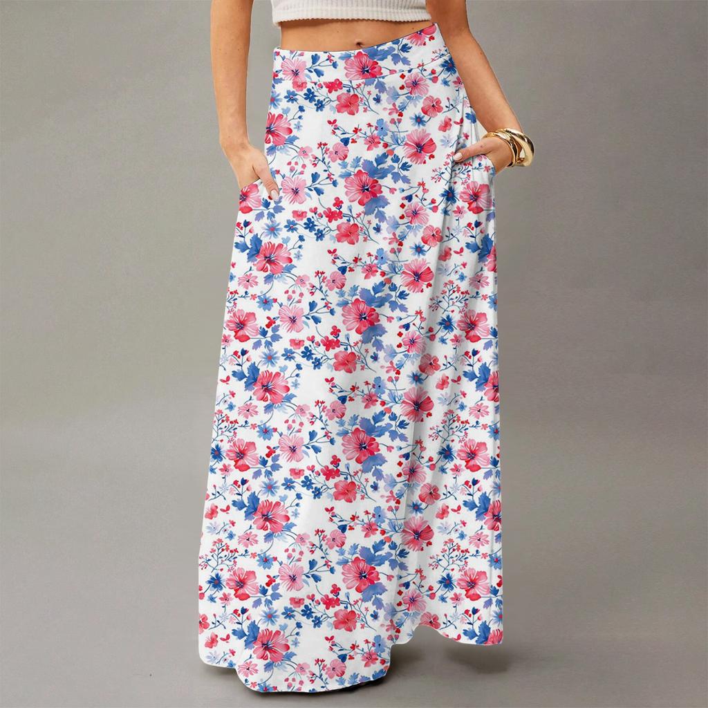 Women's Flowing Maxi Dress Regular Casual Summer Floral Print Bohemian Skirt