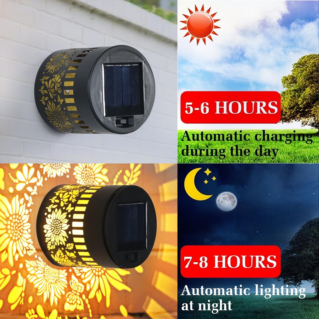 Solar Outdoor Fence Lights Decoration 2 Pack Solar Wall Step Deck Lights Outdoor Garden Decor with Hummingbird Sunflower Theme