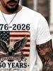 [Printed Design - Not Textured Round Neck Casual Top Comfortable And Breathable - US 250Th Anniversary Commemorative Short Sleeve Shirt]