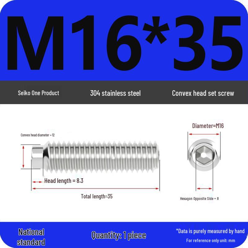 Винт с коническим концом из нержавеющей стали 304 - Размеры от M3 до M10