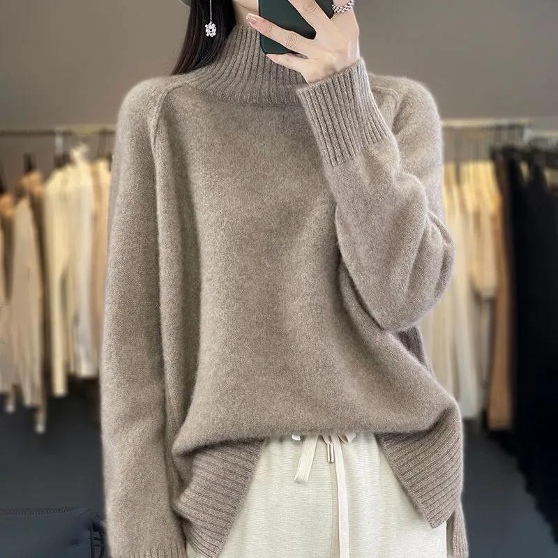 Осень и Зима Большой Размер Свободный Универсальный Западный Водолазка Вязаный Свитер Свитер Куртка Для Сохранения Тепла