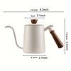 600ML Stainless Steel Pour Over Coffee Kettle with Wood Handle Long Spout Drip Brewer for Home Barista