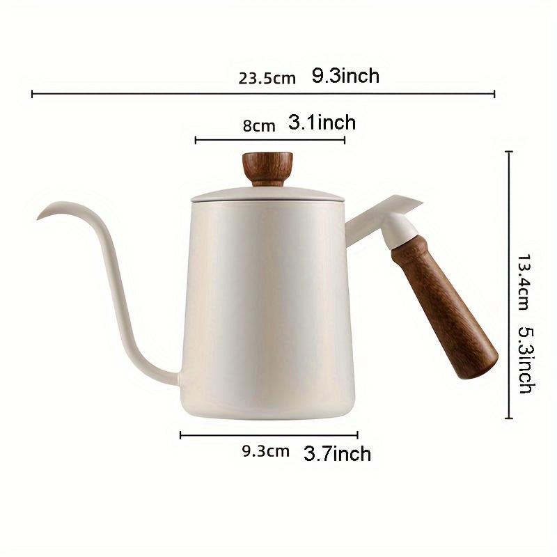 600ML Stainless Steel Pour Over Coffee Kettle with Wood Handle Long Spout Drip Brewer for Home Barista