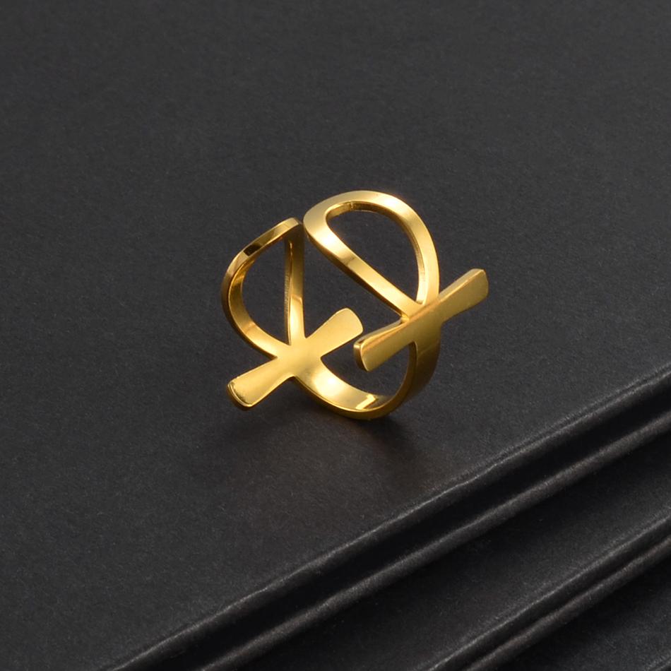 Anniyo Ankh Ring Women Girls African Egyptian Cross Charm Finger Ring Jewelry Stainless Steel Egypt Hieroglyphs Nile Key #249321