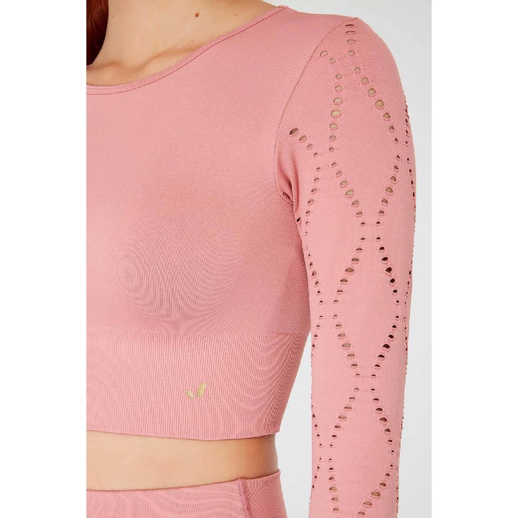 Укороченный топ с длинными рукавами Naples из эконила бордового цвета