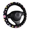 Чехол на руль автомобиля Цветочный принт Противоскользящий Универсальный Защитный чехол на руль автомобиля Аксессуары для интерьера Чехол на руль