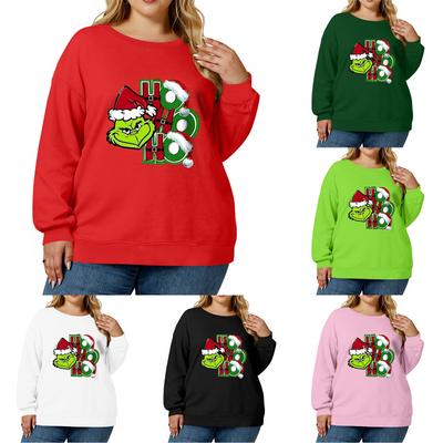 Женский модный повседневный пуловер большого размера с длинным рукавом и принтом