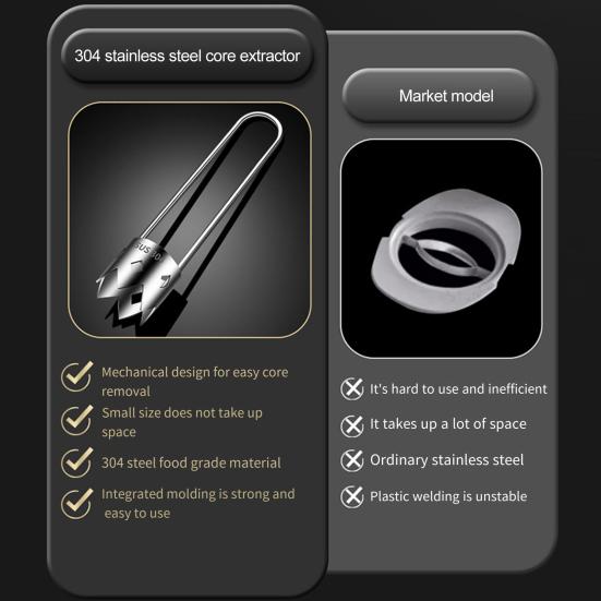 2Pcs Red Bell Pepper Corer Stainless Steel Fruit Vegetable Corer & Pitter Remover Pepper Cutter Deseeder Kitchen Utensils