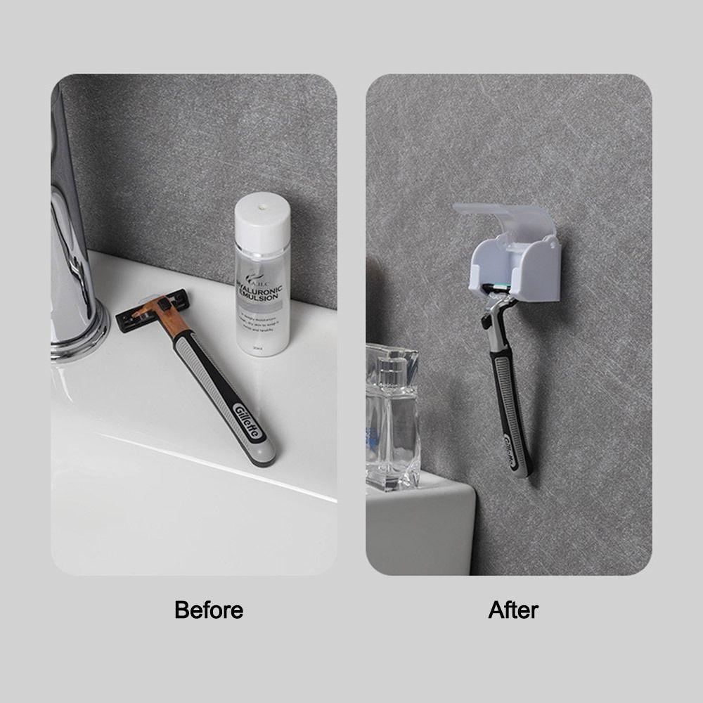 Dustproof Shaver Storage Rack Wall Mounted Bathroom Shelf Shaving Razor Holder Hanger Men