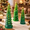 Small Decorative Trees for Home Resin Christmas Tree Figurine, Gradient Green Orange Tabletop Decor with Star Desktop Holiday Accents Topper,