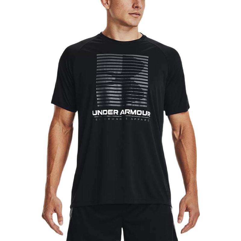 Under Armour Футболка с круглым вырезом и коротким рукавом реглан с принтом, мужская, черная 1370653-001