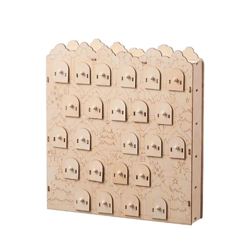 House Shape Christmas Advent Calendar with 24 Empty Drawer Christmas Desktop Ornaments New Year